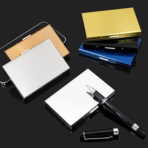 Miniatura 5 de Padike Tarjetero de acero inoxidable para tarjetas de crédito, tarjetero de metal para tarjetas de identificación, carteras RFID, tarjetero