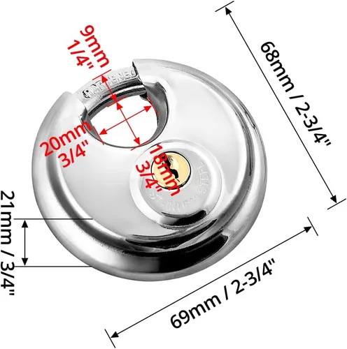 Miniatura 8 de QWORK Cerraduras de disco, paquete de 2 cerraduras de almacenamiento de disco con llave de acero resistente para unidad de almacenamiento, grillete
