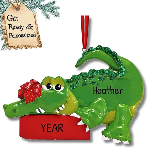 Adornos personalizados de cocodrilo para árbol de Navidad 2025 – Adorno de cocodrilo de Florida Gators Souvenir Cocodrilo Decoraciones Florida