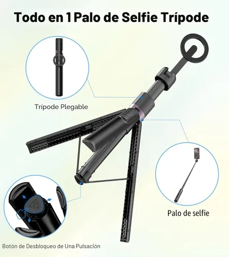 Miniatura 8 de TONEOF Trípode magnético para selfie de 68 pulgadas con soporte magnético fuerte de aluminio para Magsafe, soporte giratorio de 360° para teléfono