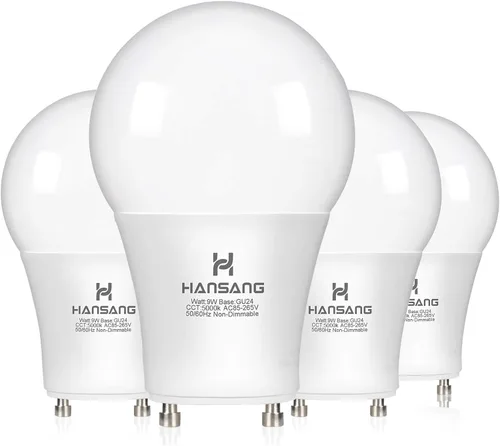 Miniatura 14 de Bombilla LED GU24 hansang, bombilla de forma A19, 9W (equivalente a 100W), 900 lúmenes, 2700K blanco cálido, base de bloqueo de torsión Gu24, Blanco