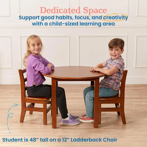Miniatura 4 de ECR4Kids Mesa redonda de madera dura de 30 x 30 pulgadas con patas de 22 pulgadas, muebles para niños, gris lavado