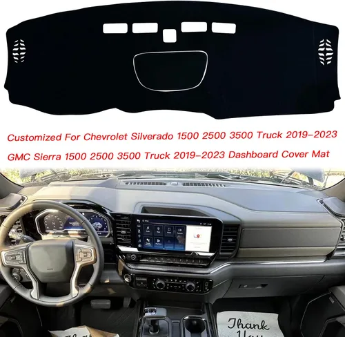 Miniatura 3 de Funda para salpicadero personalizada para consola central interior compatible con Chevrolet Silverado/GMC Sierra 1500 2500 3500 camiones 2019-2023
