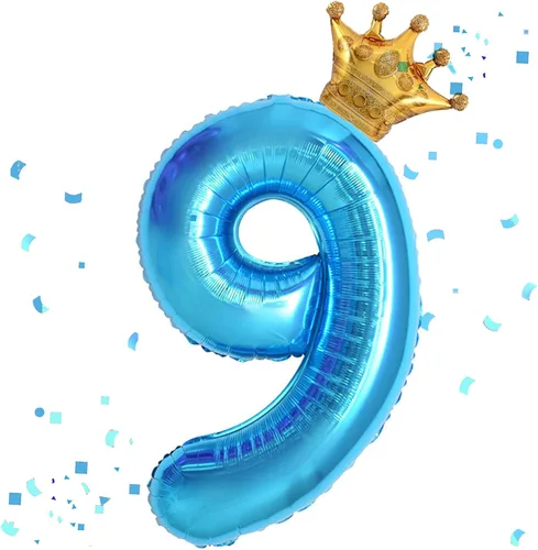 Miniatura 13 de Globo azul número 2 de 40 pulgadas y mini globo de corona para decoraciones de fiesta de segundo cumpleaños, globos de fiesta temática azul