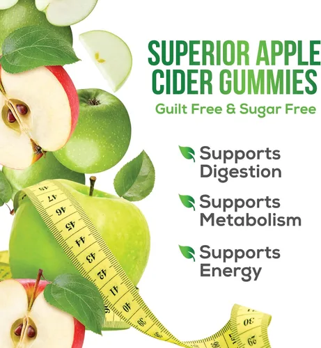 Miniatura 6 de Gomitas de vinagre de sidra de manzana, cero azúcar, vitaminas gomosas ACV de máxima fuerza, vitamina B12 y la madre, metabolismo y apoyo