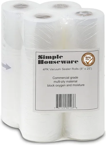 SimpleHouseware - 2 paquetes de rollos de sellado al vació de 8" x 50', almacenamiento de alimentos, compatible con Foodsaver Sous Vide (total 100