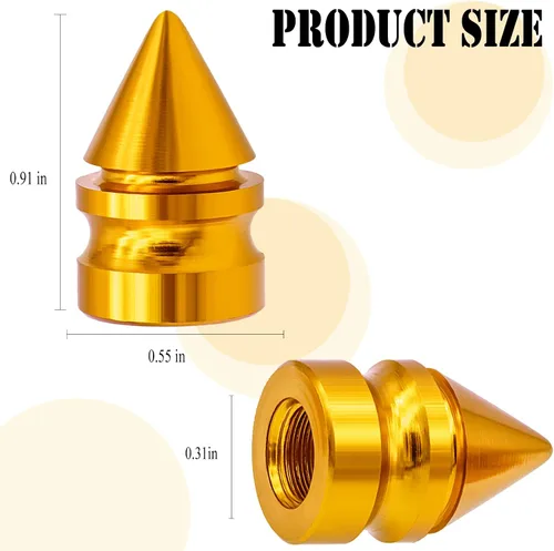 Miniatura 2 de 4 piezas de tapas de válvula de rueda con estilo púas, resistentes a la corrosión, universales de aleación de aluminio a prueba de polvo para Spiked