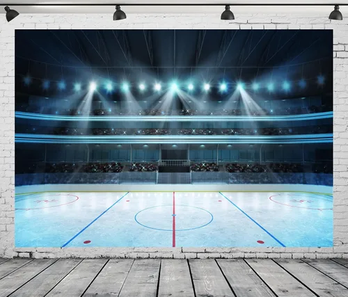 Miniatura 2 de BELECO Telón de fondo deportivo de hockey sobre hielo de 5 x 3 pies para fotografía, estadio, estadio, arena, pista de hielo, luces de escenario