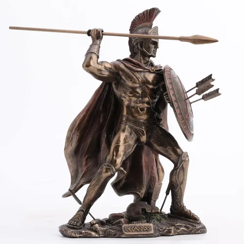 VERONESE DESIGN Estatua del Rey Leonidas Guerrero Griego de Esparta de Resina Bronceada Fundida en Frío de 8.5 Pulgadas de Altura