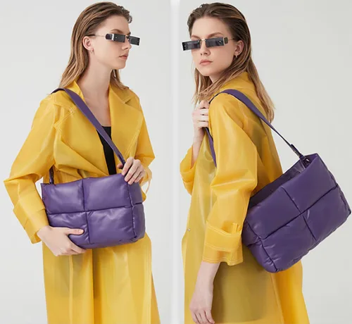 Miniatura 3 de Bolsas hobo para mujer, suaves, acolchadas, con relleno, con asa superior, cuadradas, sólidas, bolsas de mano