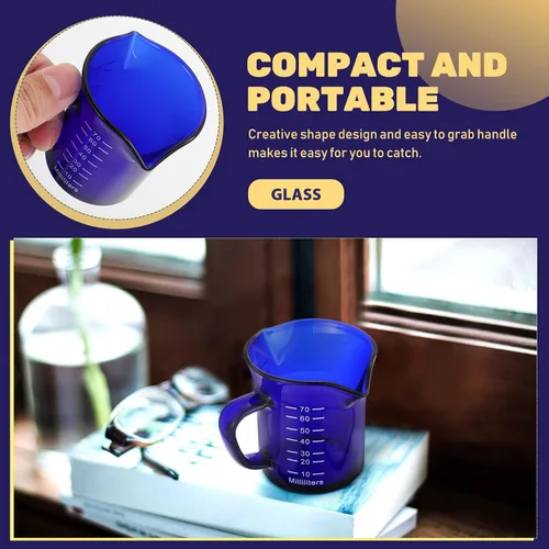 Miniatura 8 de Hemoton Taza medidora de vidrio 1 taza transparente mini taza medidora de líquido con asa para café leche crema uso cocina 2.55 x 2.36 x 2.36