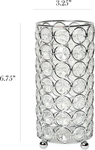 Miniatura 6 de Elegant Designs HG1002-CHR - Jarrón decorativo de cristal Elipse, portavelas, centro de mesa de boda, 6.75 pulgadas, cromado