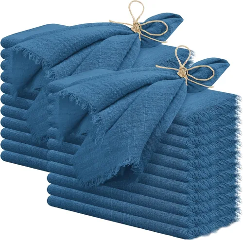 Miniatura 13 de 24 servilletas de tela hechas a mano con flecos beige, 16 x 16 pulgadas, delicadas servilletas de algodón rústico a granel para bodas, cenas, fiestas