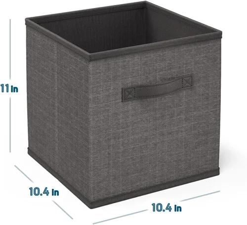 Miniatura 3 de Nestl Contenedores de almacenamiento plegables de tela, organizador de 6 cubos con asas, negro, 11 pulgadas para dormitorio, sala de juegos y más