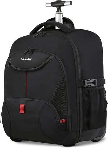 Mochila con ruedas, mochila grande con ruedas para hombres, mujeres y adultos, mochila impermeable de 17 pulgadas para portátil de viaje, bolsa de