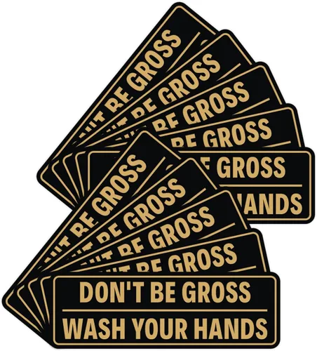 Miniatura 40 de Letrero estándar para puerta o pared, diseño de "Don't Be Gross ("Wash Your Hands"), color negro, mediano