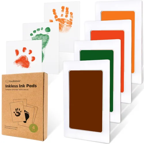 Miniatura 13 de Kit de Huellas de Manos y Pies de Bebé Sin Tinta Redondo de 2 Piezas - Almohadilla de Tinta Sin Desorden para Recuerdo de Recién Nacido, Kit