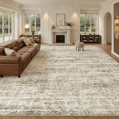 Miniatura 177 de Alfombra de pasillo Soalmost 2'6" x 10' lavable, alfombra antideslizante para cocina, baño, lavandería, alfombras vintage ultra delgadas para Beige