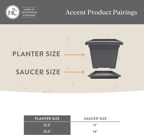 Miniatura 6 de The HC Companies Maceta cuadrada Accent con drenaje – Macetas clásicas para plantas de exterior y plantas de interior – Maceta cuadrada ligera