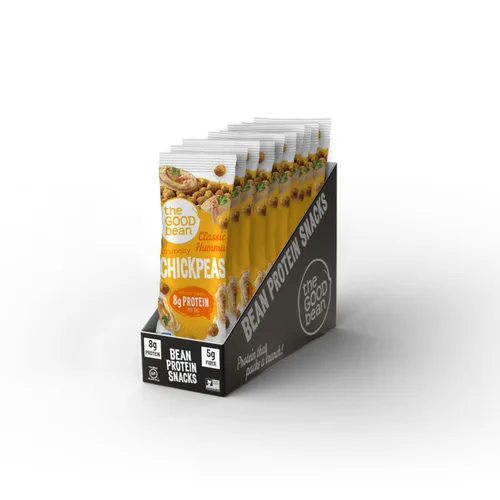 Miniatura 8 de The Good Bean Garbanzos crujientes - Hummus clásico - Paquete de 1.4 onzas - Granos de garbanzos tostados - Snack vegano con buena fuente