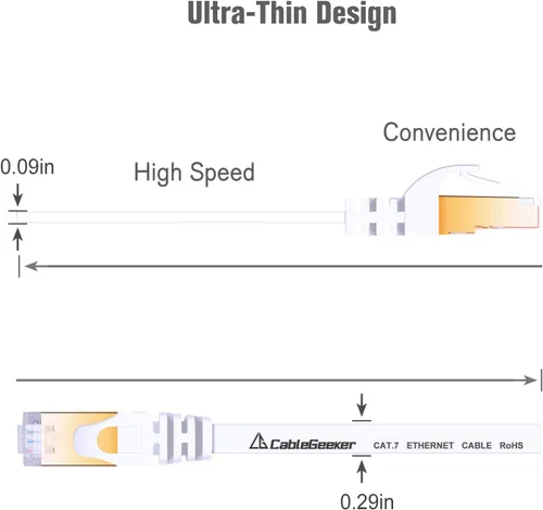 Miniatura 4 de Cable blindado Cat 7 para conexión de Ethernet (cable de la más alta velocidad), plano, tiene un conector RJ45 a prueba de enganche, para módem