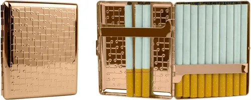 Miniatura 16 de Juego de 2 cajas de cigarrillos de los años 100 chapadas en metal y caja de almacenamiento (impresión victoriana plateada)