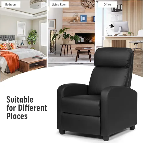 Miniatura 8 de POWERSTONE Silla reclinable de piel sintética con función de masaje, silla reclinable pequeña, sofá individual, silla de cine en casa con cojín más