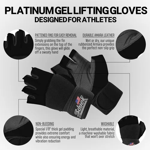 Miniatura 2 de Schiek Sports 530 Platinum - Guantes de levantamiento de pesas con almohadilla de gel, guantes de cuero Amara para mujer y hombre