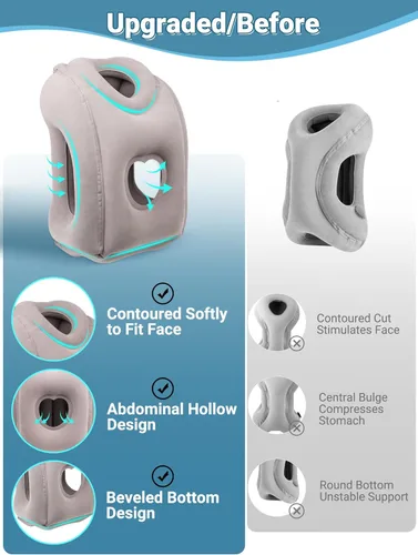Miniatura 3 de Maliton Almohada inflable de viaje para avión cómodo para dormir para aliviar el dolor de cuello y hombros, almohada inflable de cabeza de apoyo Gris