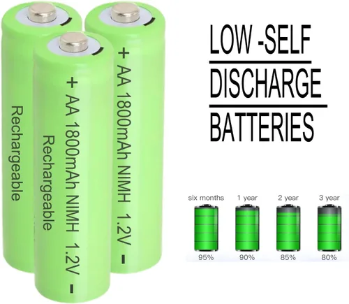 Miniatura 4 de 12 baterías recargables Ni-MH 1.2V AA 1800mAh doble A, precargadas para ratones inalámbricos, reloj despertador, luces solares de jardinería al aire