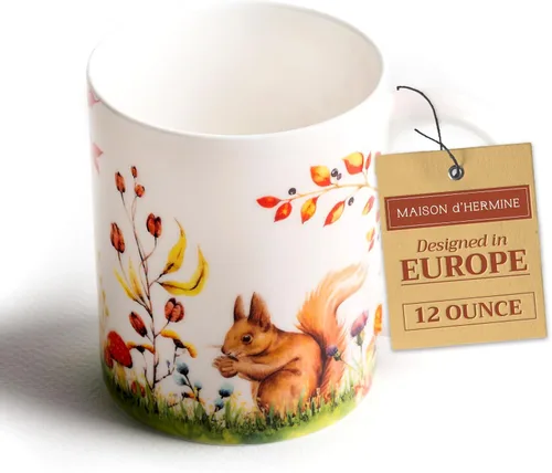 Miniatura 189 de Maison d' Hermine Taza de café con asas, tazas de porcelana fina de hueso, paquete de dos tazas de té para bebidas calientes, capuchino, latte, 015