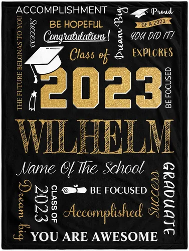 Manta de graduación personalizada, regalos de graduación 2023, clase de graduación de 2023 con nombre de la universidad, manta de regalo de