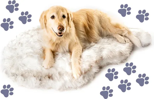 PAW Brands PupRug - Cama ortopédica para perros grandes con piel sintética suave y esponjosa y espuma viscoelástica para aliviar el dolor en las
