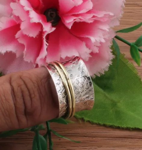 Miniatura 22 de Boho Spinner Ring, Mothers Day Gift, Silver 925 Women Ring, Sterling Silver 925 Ring, Fidget Spinner Ring,Women Silver Anxiety Ring