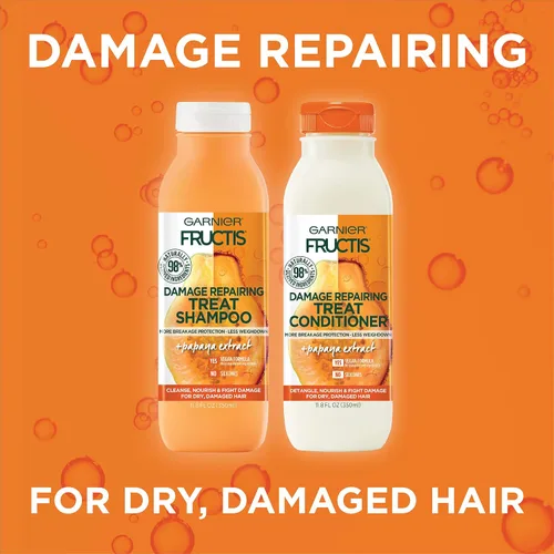 Miniatura 3 de Garnier Fructis - Acondicionador reparador reparador de daños, 98% de ingredientes derivados naturalmente, papaya, nutre el cabello seco dañado