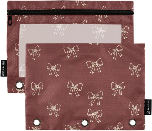 Miniatura 11 de Gredecor Estuche para lápices con 3 anillos con purpurina azul y rosa con cremallera, 2 unidades, organizador transparente para carpeta escolar