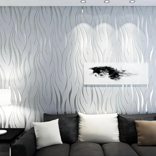 mamonhome Silver Gray Self Adhesive Removable Wallpaper Peel and Stick Wallpaper for Livingroom, Bedroom, Kitchen, Bathroom. (Water