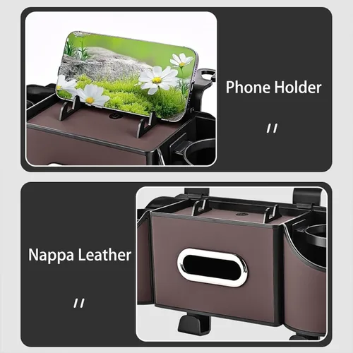 Miniatura 6 de Organizador de asiento trasero de automóvil, 4 en 1, caja de almacenamiento multifuncional para asiento trasero de automóvil con soporte para vasos