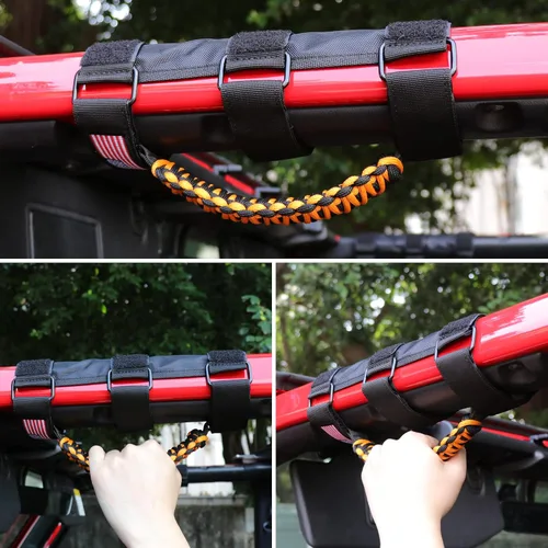 Miniatura 6 de sukemichi Asas de agarre para barra de agarre para Jeep Wrangler Accesorios TJ JK JL Gladiator JT - Hebilla de metal mejorada, naranja cibernético