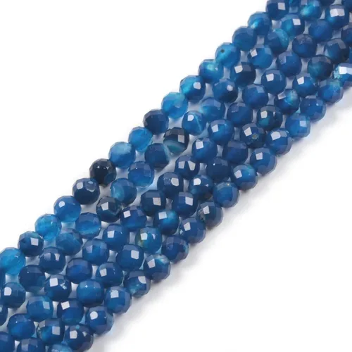 Miniatura 37 de Cuentas redondas facetadas de aguamarina natural de 4mm cuentas sueltas de 16 pulgadas para hacer joyas con cuentas