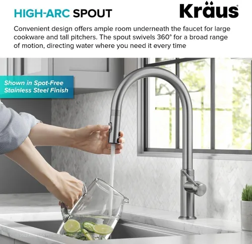 Miniatura 9 de KRAUS Oletto - Grifo de cocina moderno industrial con una sola manija extraíble de acero inoxidable libre de manchas, KPF-2654SFS Acero inoxidable