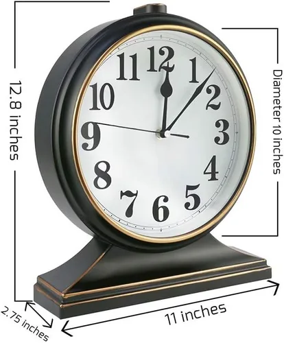 Miniatura 5 de Reloj de escritorio, reloj de escritorio retro, reloj de escritorio de 10 pulgadas, silencioso y sin tictac, reloj decorativo antiguo, fácil de leer
