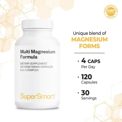 Miniatura 5 de SuperSmart Fórmula de magnesio múltiple (anteriormente Optimag) – 8 formas activas de espectro completo – Lucha contra la deficiencia de magnesio