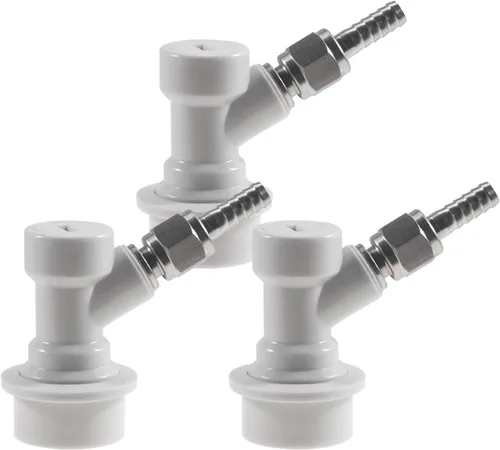 Cerradura de bola de desconexión de gas con tuerca giratoria 5/16, conector de bloqueo de bola de CO2 para Cornelius Keg Home Brew Blanco