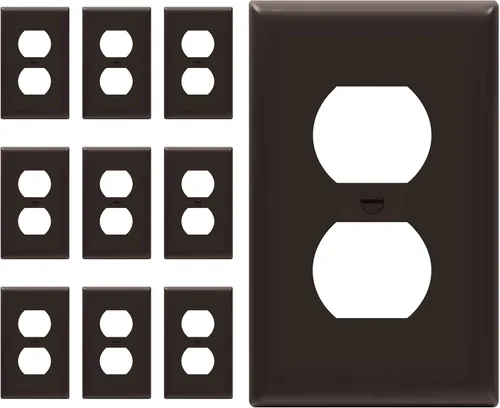 Miniatura 18 de ENERLITES Placa de pared de salida de receptáculo dúplex de tamaño mediano, placas de cubiertas de toma de corriente, tamaño medio de 1 banda, 4.88