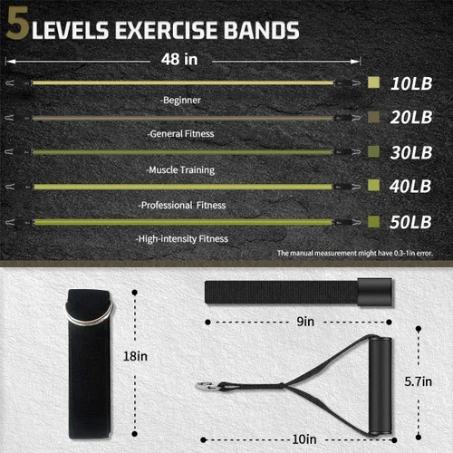 Miniatura 3 de VEICK Bandas de resistencia, bandas de ejercicio, bandas de entrenamiento, bandas de resistencia para entrenar con asas para hombres y mujeres