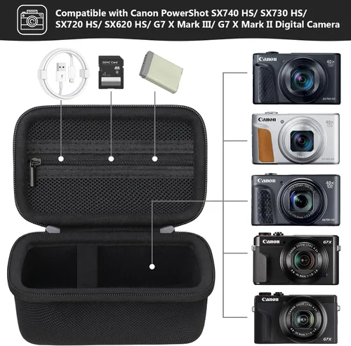 Miniatura 2 de Estuche de transporte rígido para Canon PowerShot SX740 HS/ SX730 HS/ SX720 HS/ SX620 HS/ G7 X Mark III/ G7 X Mark II cámara digital, bolsa de viaje