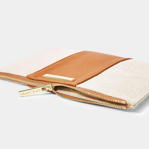 Miniatura 4 de KATIE LOXTON Amalfi - Bolsa de mano mediana de lona y cuero vegano para mujer, color crema y marrón, Marrón