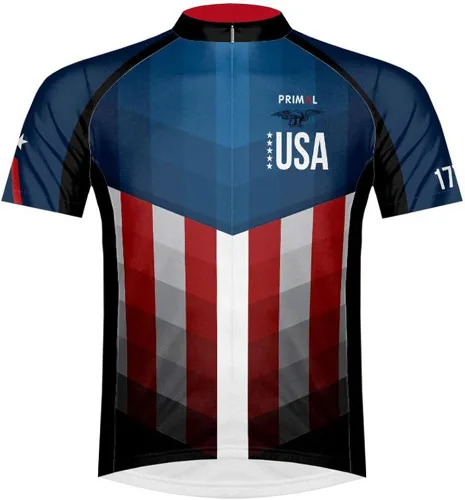 Primal Wear American Patriot USA Bandera Ciclismo Jersey Hombre Manga Corta