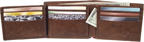 Miniatura 29 de Tommy Hilfiger Cartera de piel auténtica para hombre con ventana de identificación y múltiples ranuras para tarjetas